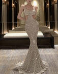 VERV sparkling silver cutout evening sequin gown