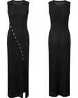 Sandro Black Sleeveless knit dress with button details with Slip dress for lining