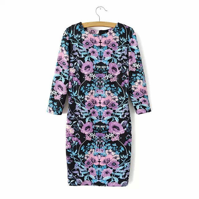 Purple Printed Back Cut Out Short Dress