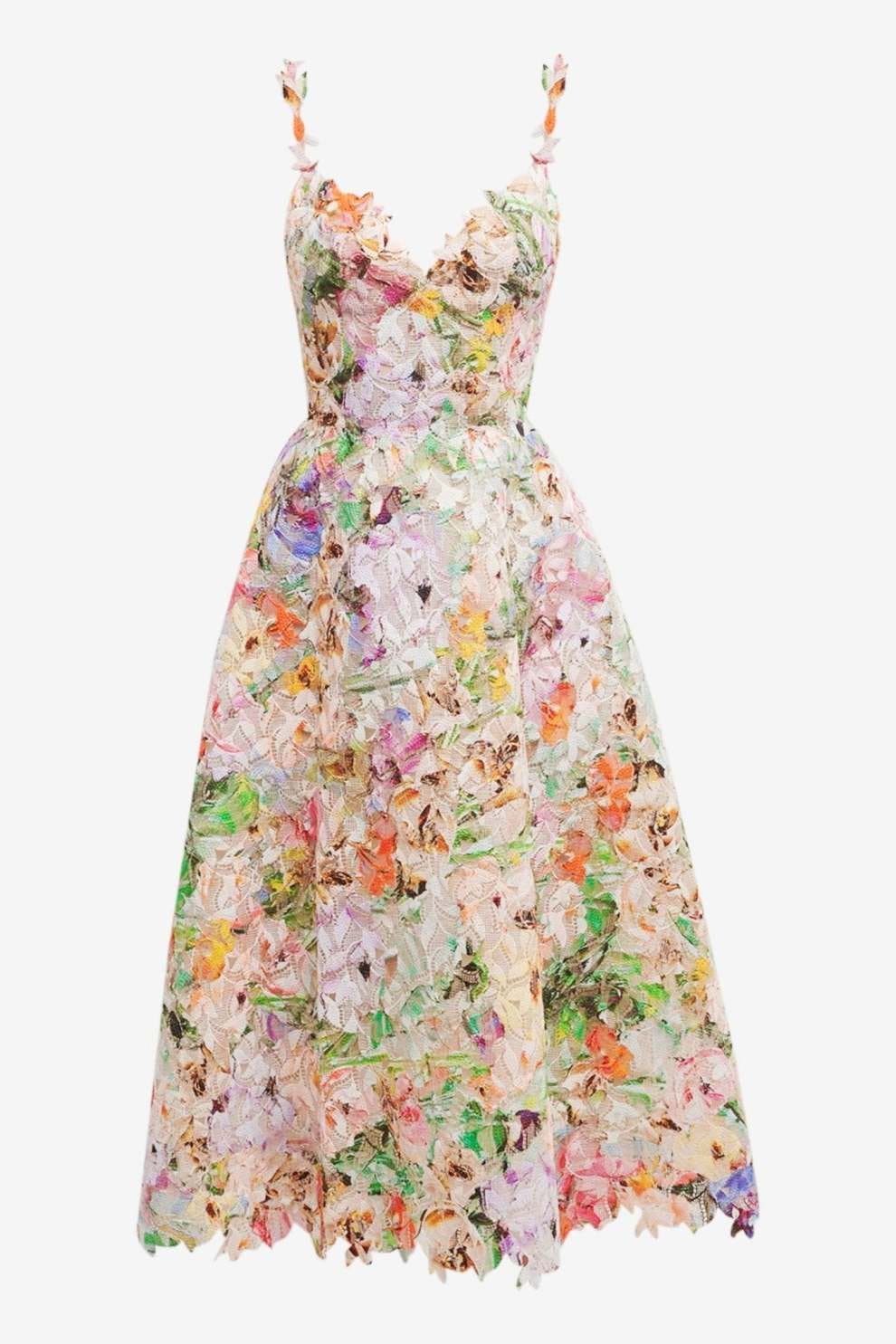 Multicolor Lace Embroidery Maxi Dress