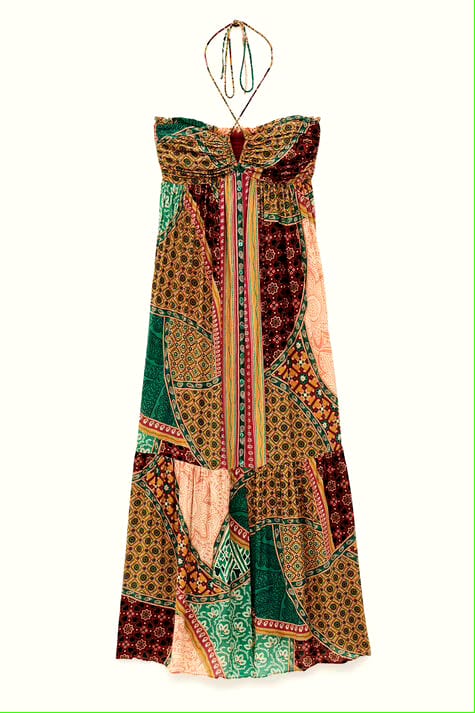 VERV Multicolor Boho Halter Maxi Dress