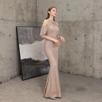 Sequin Cold Shoulder Maxi Gown