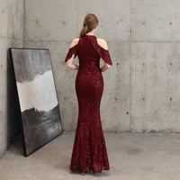 Sequin Cold Shoulder Maxi Gown