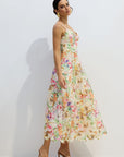 Multicolor Lace Embroidery Maxi Dress