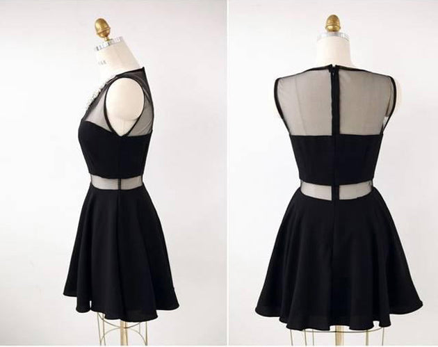 VERV Stone Studded Black Skater Dress