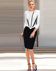 Monochrome Zipper Midi Dress