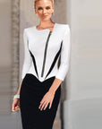 Monochrome Zipper Midi Dress