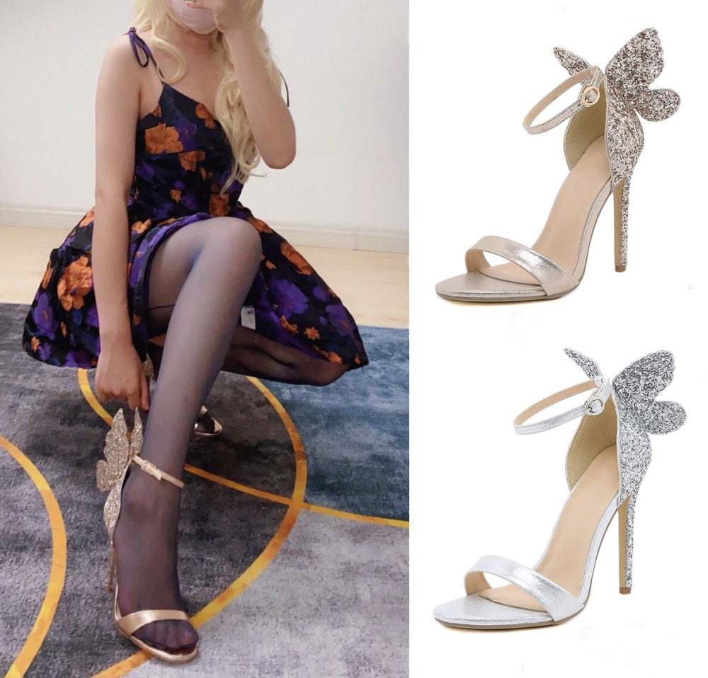 VERV Eva Gold Glittery Butterfly Sandals