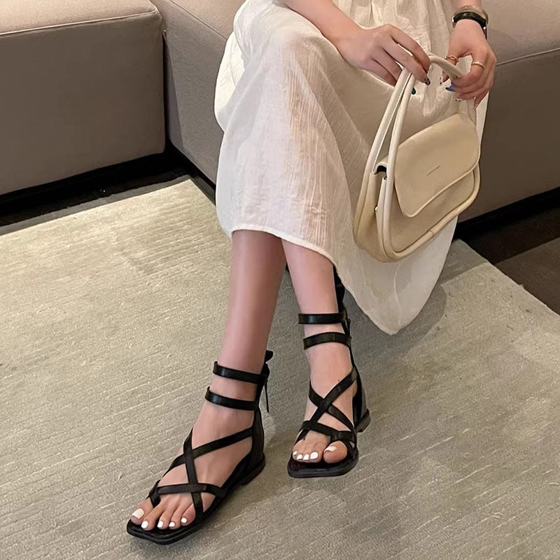 VERV Sloane Black Strappy Gladiators