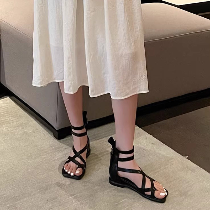 VERV Sloane Black Strappy Gladiators