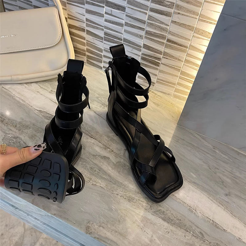 VERV Sloane Black Strappy Gladiators