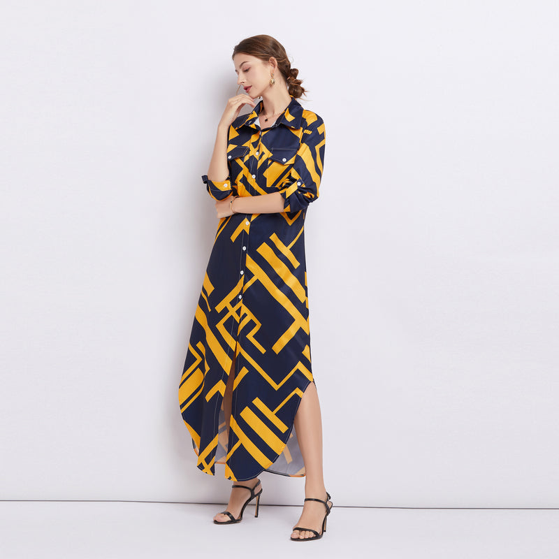 Dakota Printed Long Shirt Dress