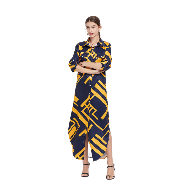 Dakota Printed Long Shirt Dress