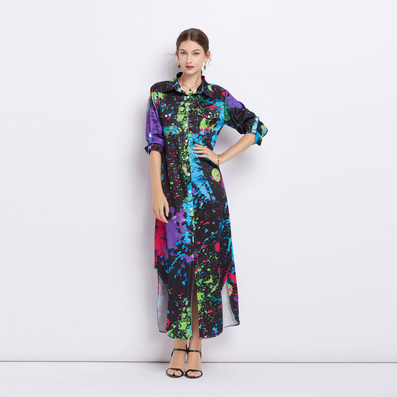 Dakota Printed Long Shirt Dress