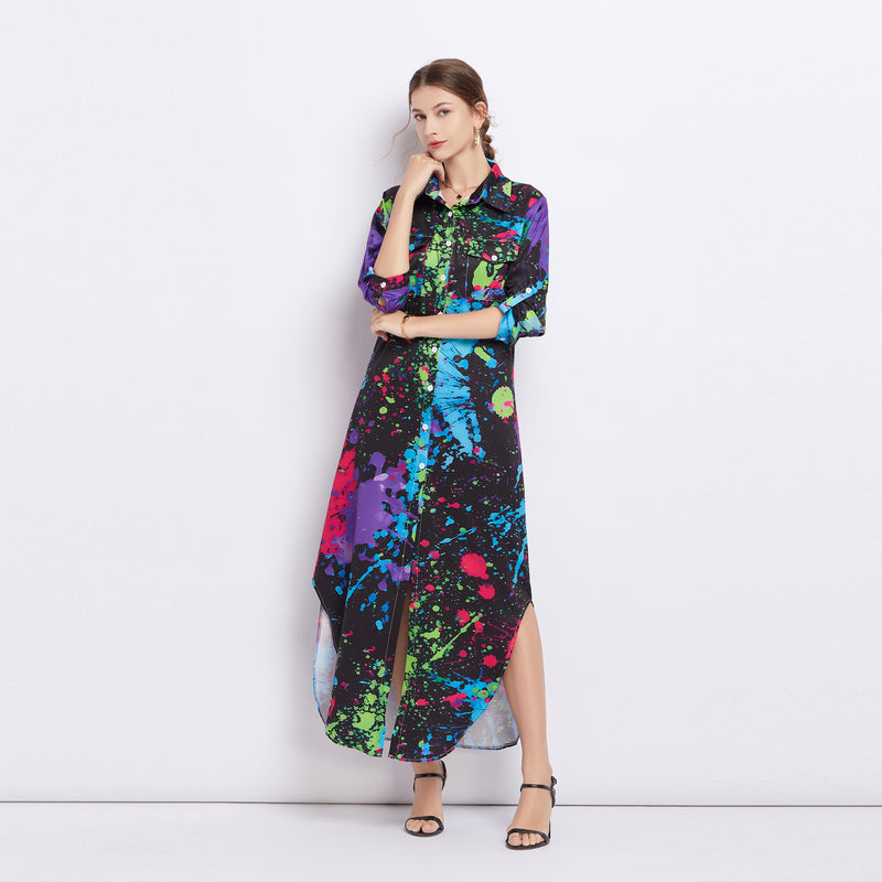 Dakota Printed Long Shirt Dress