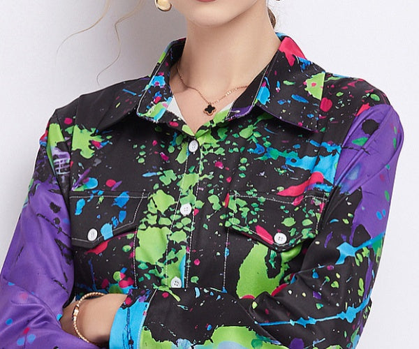 Dakota Printed Long Shirt Dress