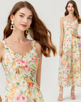 Multicolor Lace Embroidery Maxi Dress