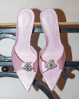 Elara pink crystal-embellished pointed-toe mule heels for women by VÈRV
