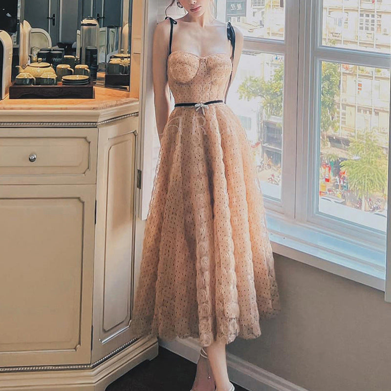 Daphne Self Design Rose Mesh Dress – VÈRV LABEL®