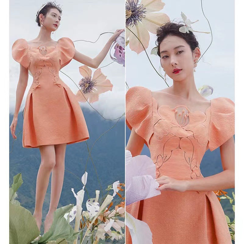 Orange Lotus Petal Dress