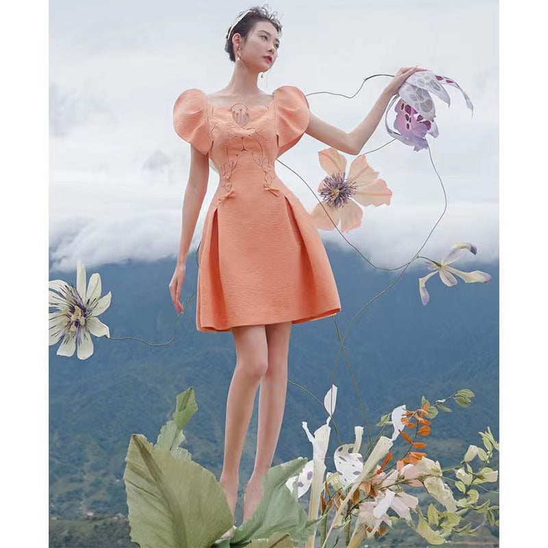 Orange Lotus Petal Dress
