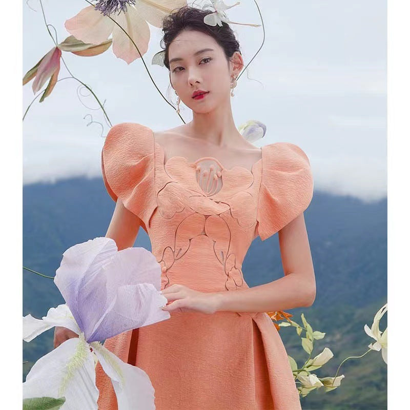 Orange Lotus Petal Dress