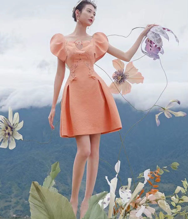 Orange Lotus Petal Dress