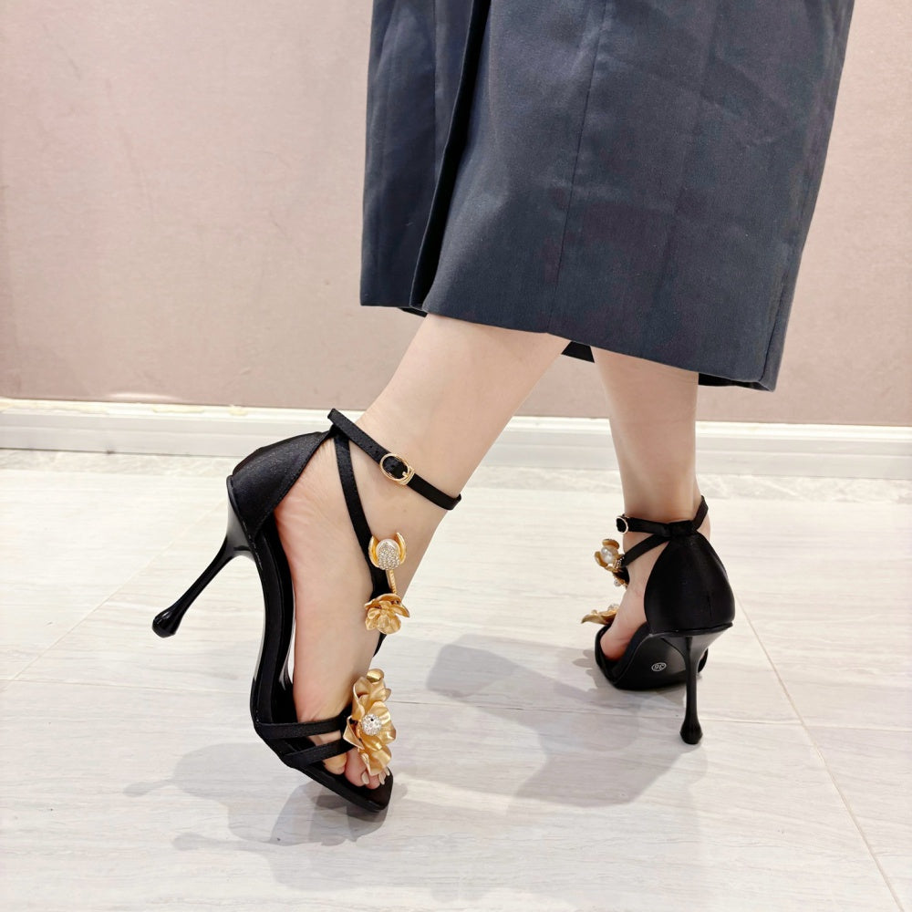 Magnolia Rose Foil Sandals
