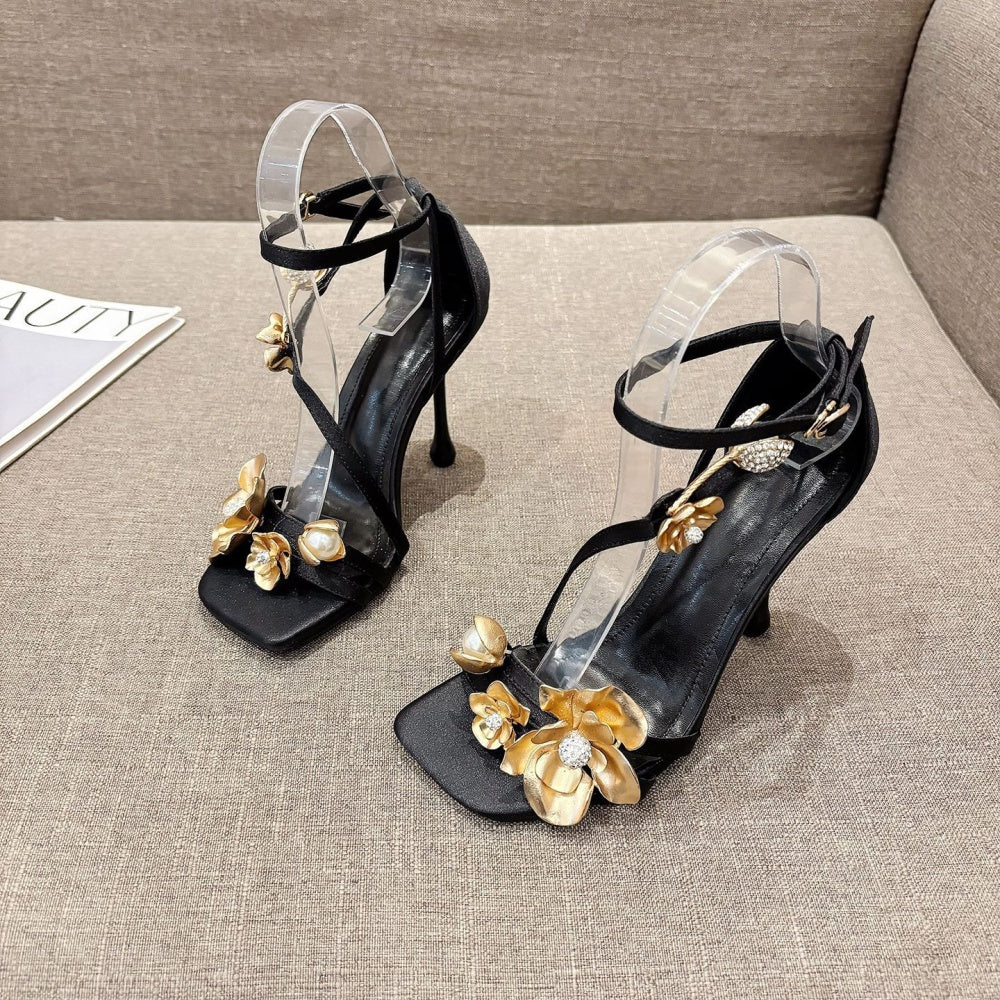 Magnolia Rose Foil Sandals