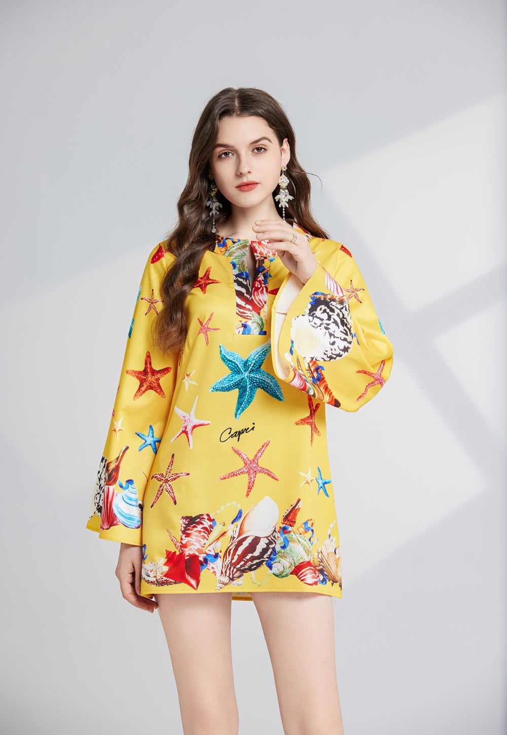 Zuri Retro Style Printed Short Dress
