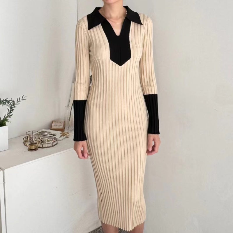 Monochrome Knit Midi Dress