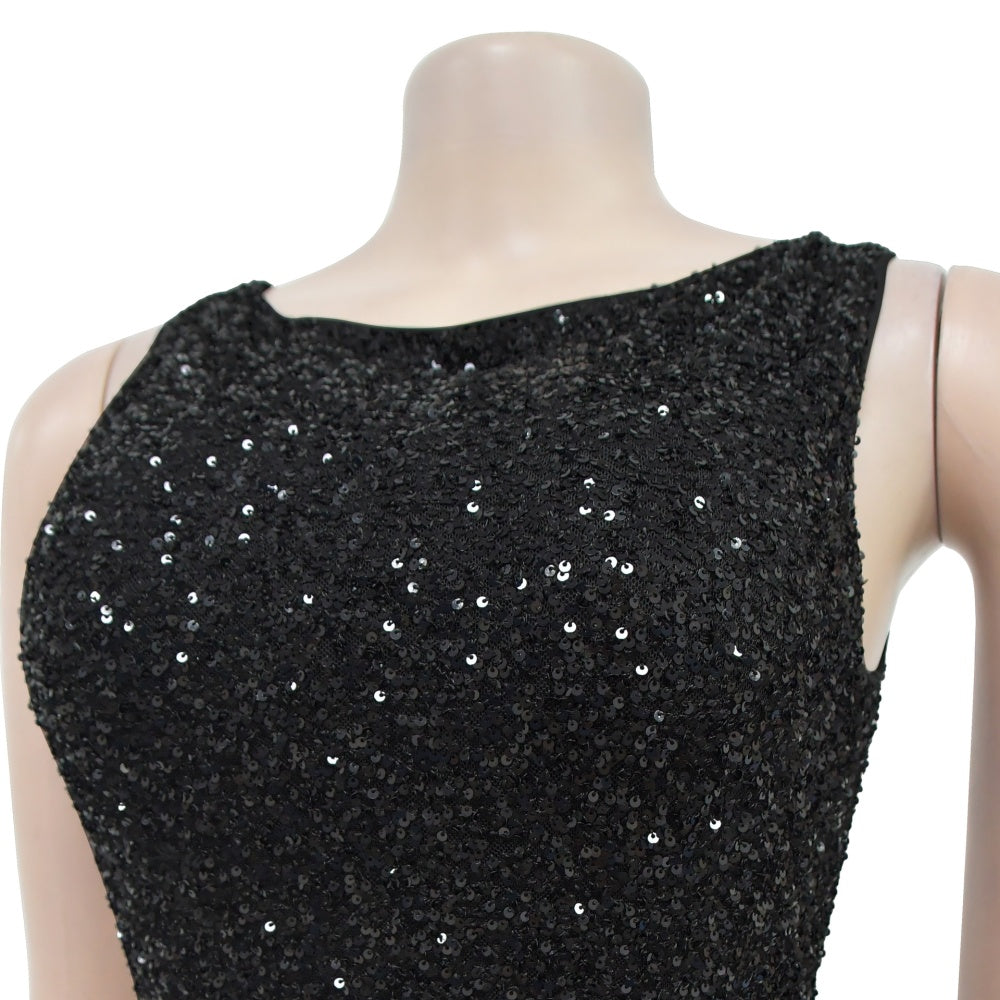 Gold Sequin Backless Midi Dress