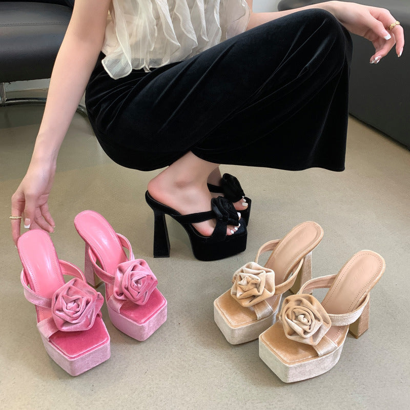 Hyacinth Rose Detail Platform Heels