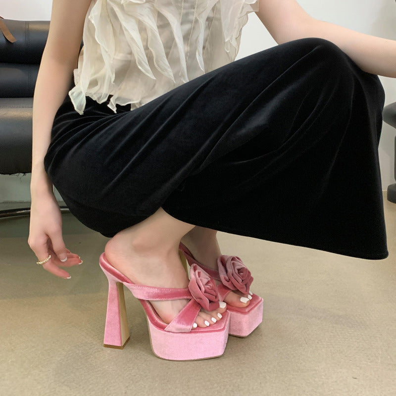 Hyacinth Rose Detail Platform Heels