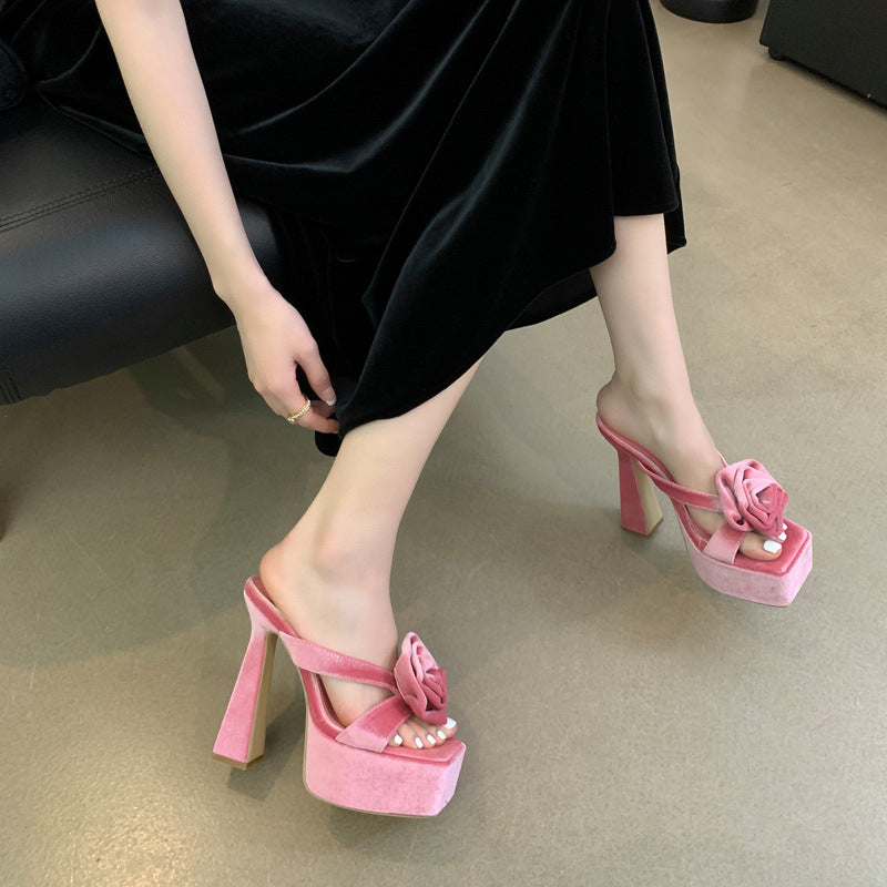 Hyacinth Rose Detail Platform Heels