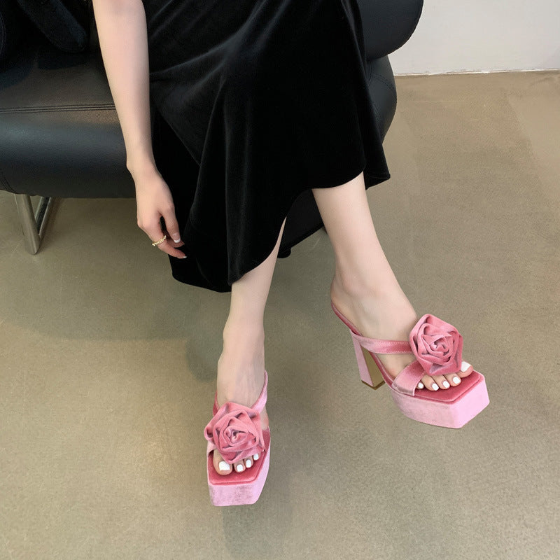 Hyacinth Rose Detail Platform Heels