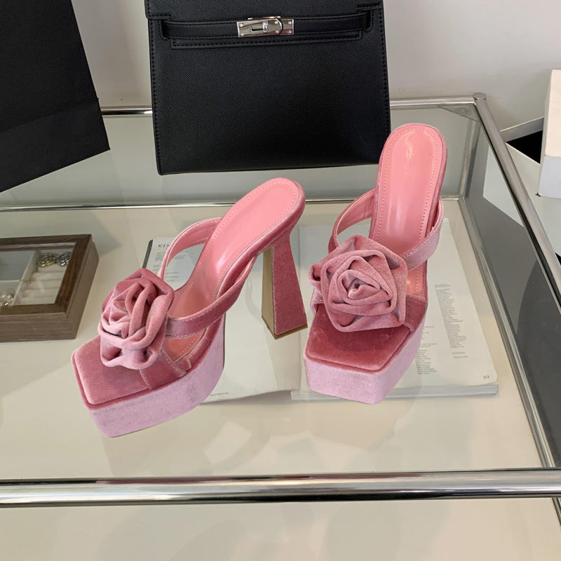 Hyacinth Rose Detail Platform Heels