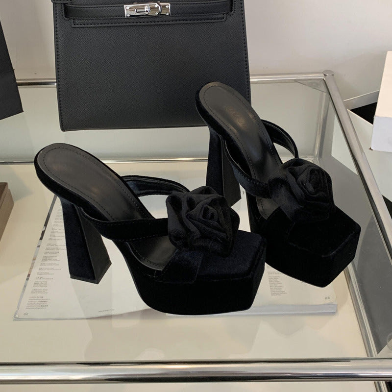 Hyacinth Rose Detail Platform Heels