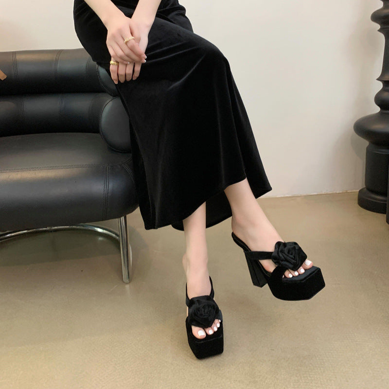 Hyacinth Rose Detail Platform Heels