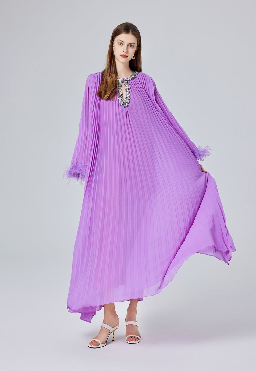 Heather Pleated Luxe Maxi Dress