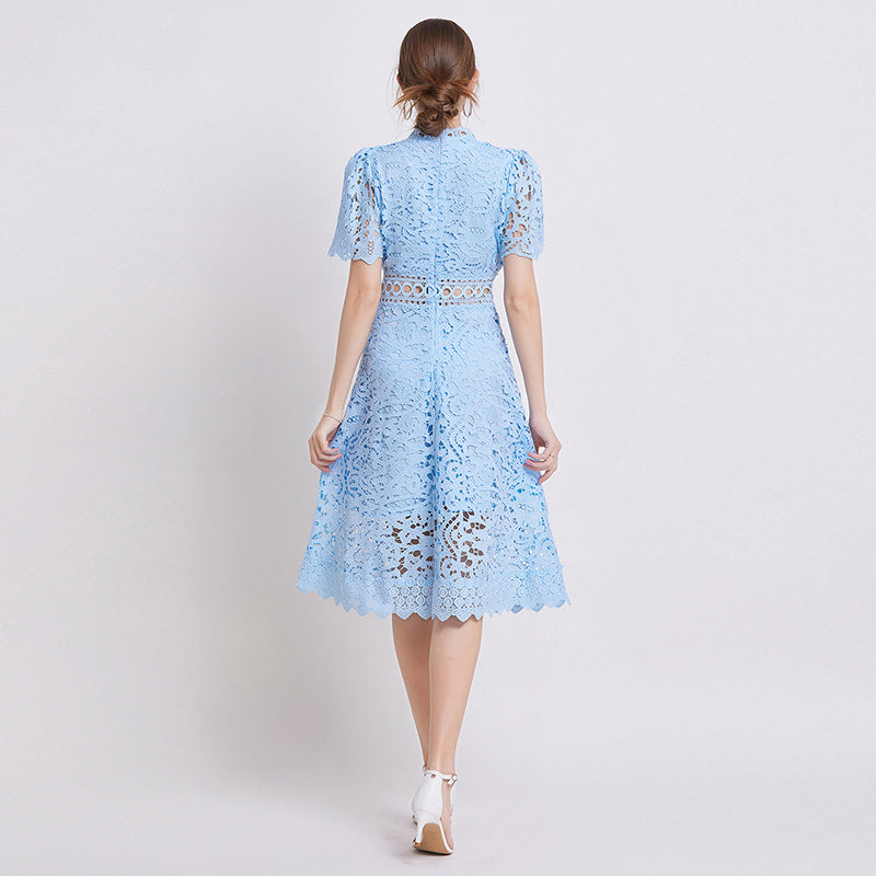 savannah lace dress Savannah Lace Heirloom Dress in Blue 7Y / Light Blue