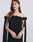 Chiffon sexy long dress rose stereoscopic maxi dress