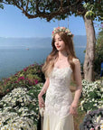 3D rose detailed maxi dress