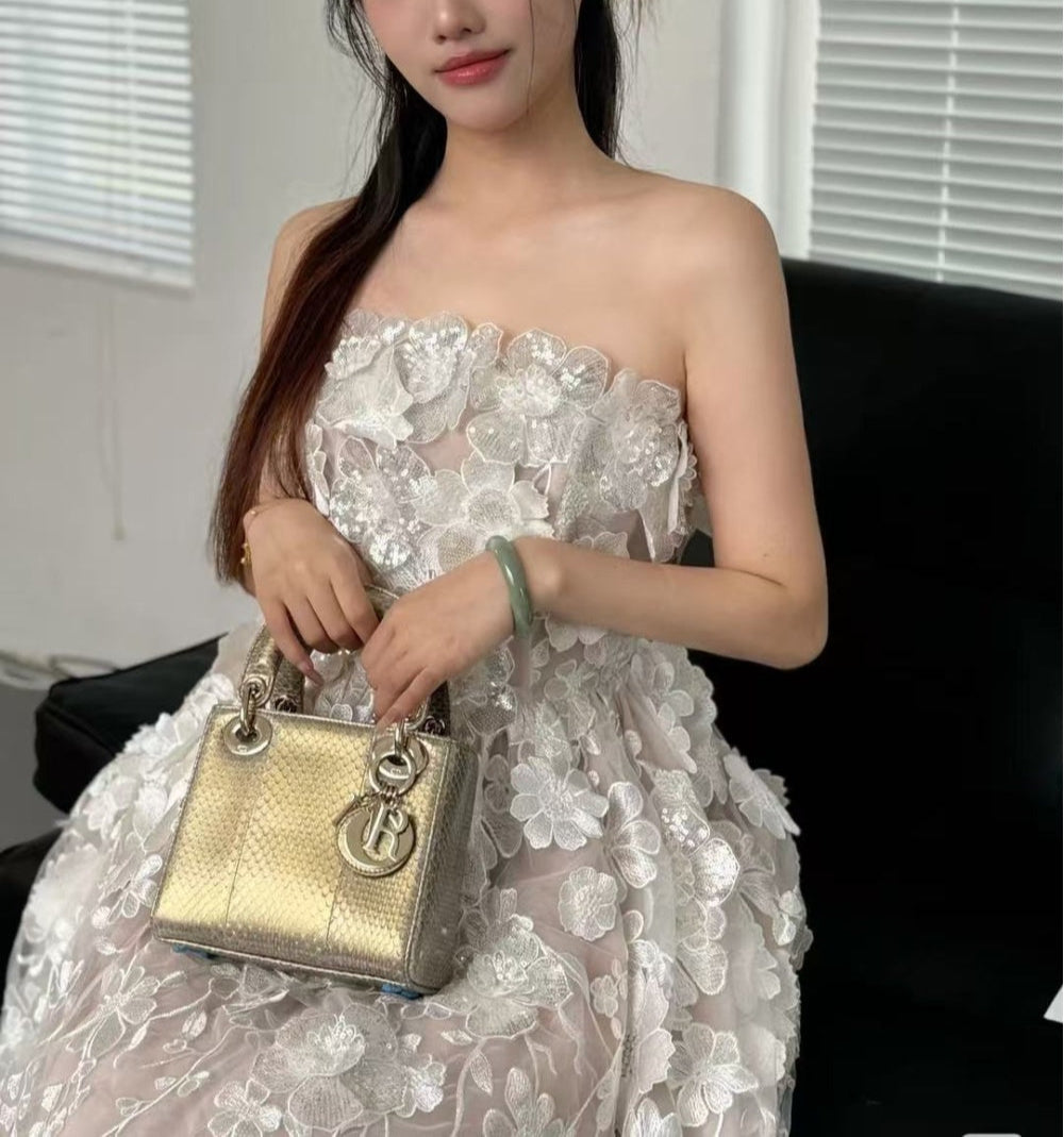 Floral Embroidered Gauze Midi Dress