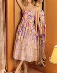 Floral Embroidered Gauze Midi Dress
