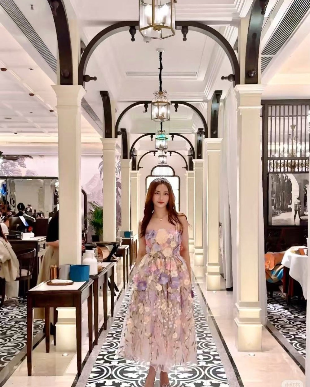 Floral Embroidered Gauze Midi Dress