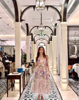 Floral Embroidered Gauze Midi Dress