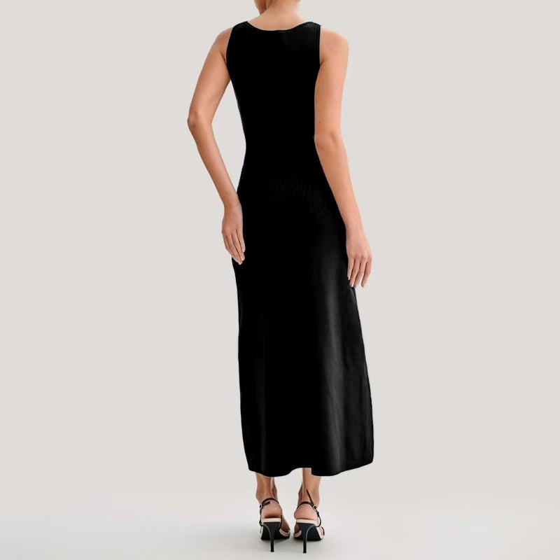 VERV Sandro BLack sleeveless knit maxi dress with buttons
