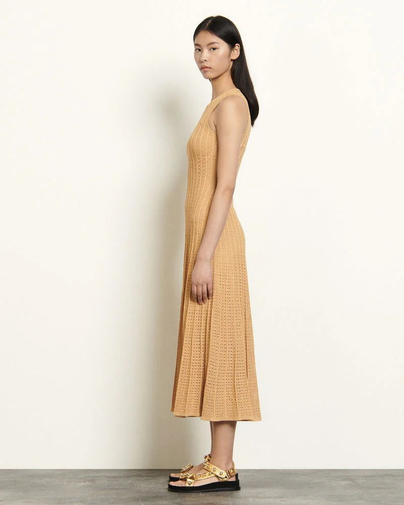 VERV Sandro Mustard Knit Midi Dress