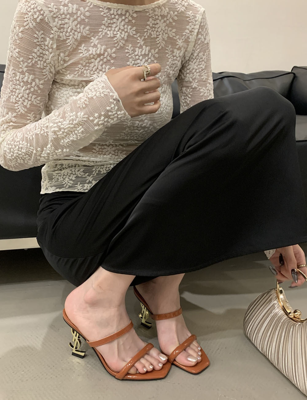 Saint Laurent Open Toe High Heels Pattern 2
